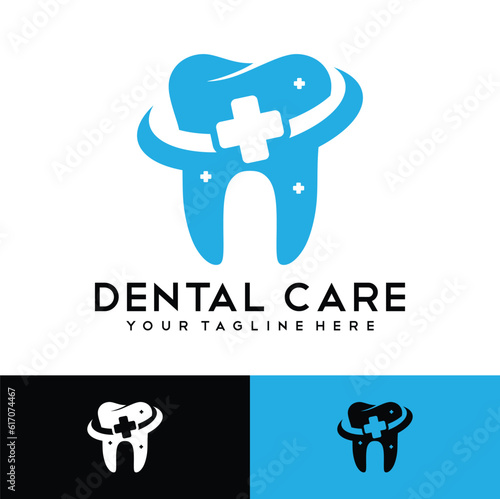 Dental clinic logo design vector template. Dentist logotype icon illustration concept.