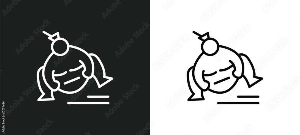 sumo line icon in white and black colors. sumo flat vector icon from sumo collection for web, mobile apps and ui.