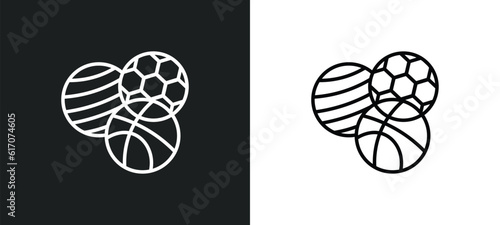 balls line icon in white and black colors. balls flat vector icon from balls collection for web, mobile apps and ui.