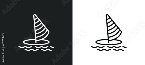 windsurf line icon in white and black colors. windsurf flat vector icon from windsurf collection for web, mobile apps and ui.