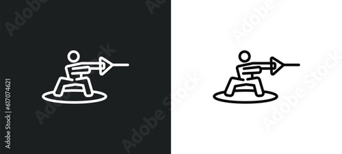 wakeboarding line icon in white and black colors. wakeboarding flat vector icon from wakeboarding collection for web, mobile apps and ui.