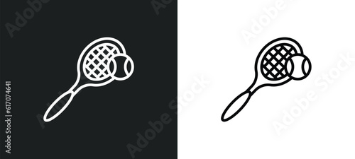 tennis line icon in white and black colors. tennis flat vector icon from tennis collection for web, mobile apps and ui.