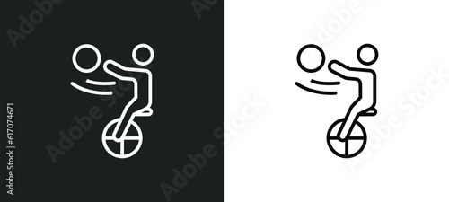 unicycling handball line icon in white and black colors. unicycling handball flat vector icon from unicycling handball collection for web, mobile apps and ui.