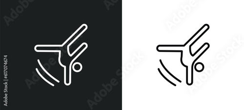 tumbling line icon in white and black colors. tumbling flat vector icon from tumbling collection for web, mobile apps and ui. photo