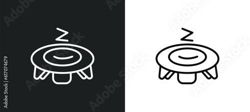 trampolining line icon in white and black colors. trampolining flat vector icon from trampolining collection for web, mobile apps and ui.