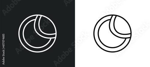 tennis ball line icon in white and black colors. tennis ball flat vector icon from tennis ball collection for web, mobile apps and ui.