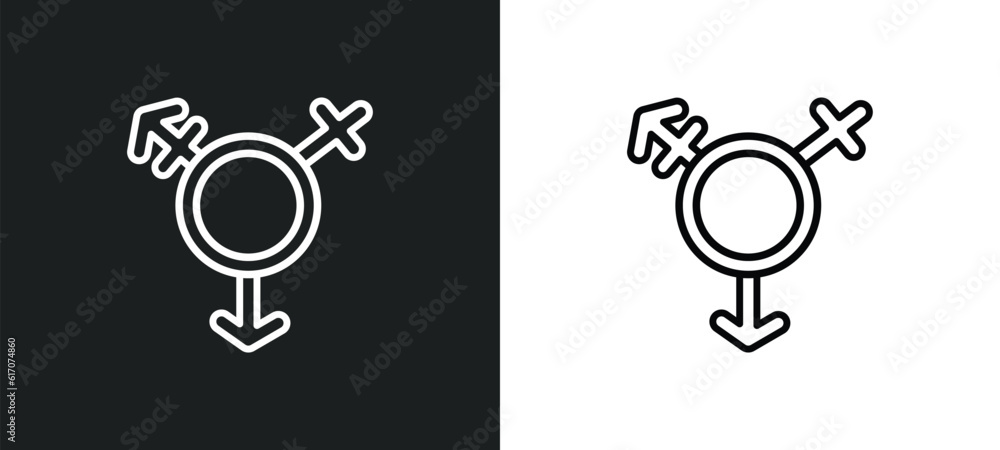transgender line icon in white and black colors. transgender flat vector icon from transgender collection for web, mobile apps and ui.