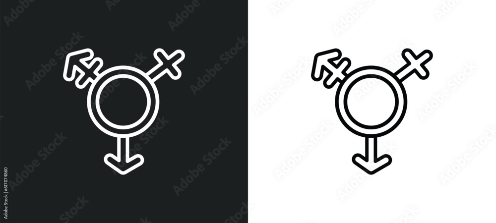 Fototapeta premium transgender line icon in white and black colors. transgender flat vector icon from transgender collection for web, mobile apps and ui.