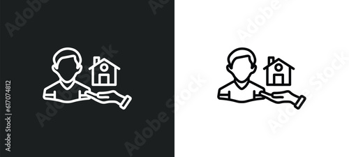 homeless line icon in white and black colors. homeless flat vector icon from homeless collection for web, mobile apps and ui.