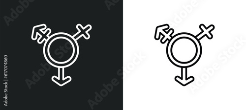 transgender line icon in white and black colors. transgender flat vector icon from transgender collection for web, mobile apps and ui.