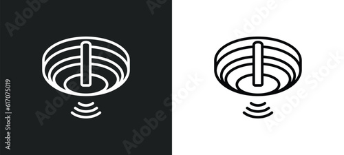fire alarm line icon in white and black colors. fire alarm flat vector icon from fire alarm collection for web, mobile apps and ui.