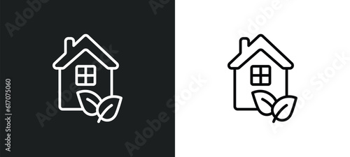 eco home line icon in white and black colors. eco home flat vector icon from eco home collection for web  mobile apps and ui.