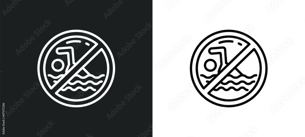no swimming line icon in white and black colors. no swimming flat vector icon from no swimming collection for web, mobile apps and ui. no swimming line icon in white and black colors. no swimming flat vector icon from no swimming collection for web, mobile apps and ui.