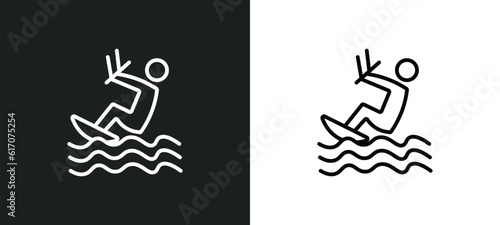 kitesurf line icon in white and black colors. kitesurf flat vector icon from kitesurf collection for web, mobile apps and ui.