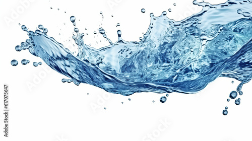 A vibrant blue water splash against a clean white background