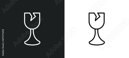 breakeable line icon in white and black colors. breakeable flat vector icon from breakeable collection for web  mobile apps and ui.