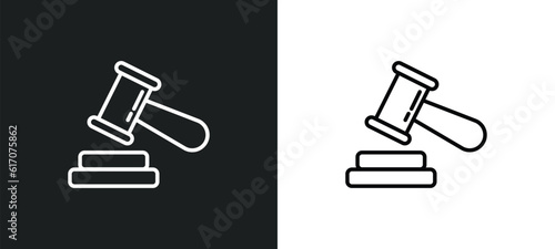 court gavel line icon in white and black colors. court gavel flat vector icon from court gavel collection for web, mobile apps and ui.