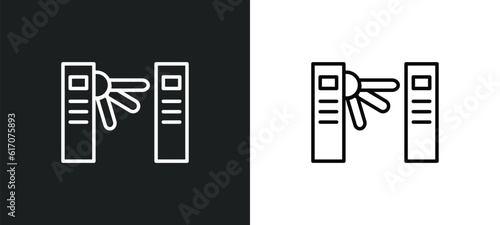 turnstiles line icon in white and black colors. turnstiles flat vector icon from turnstiles collection for web, mobile apps and ui.