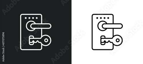 door lock line icon in white and black colors. door lock flat vector icon from door lock collection for web, mobile apps and ui. photo