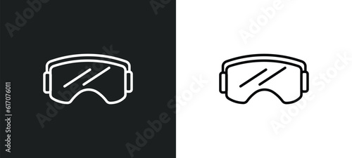 ski goggles line icon in white and black colors. ski goggles flat vector icon from ski goggles collection for web, mobile apps and ui.