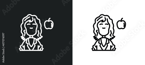 newton line icon in white and black colors. newton flat vector icon from newton collection for web, mobile apps and ui.