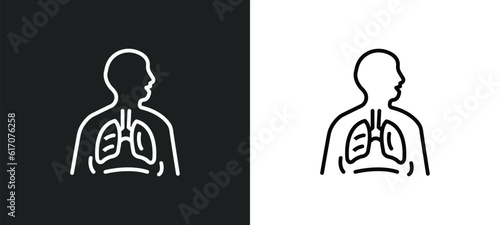 respiration line icon in white and black colors. respiration flat vector icon from respiration collection for web, mobile apps and ui.