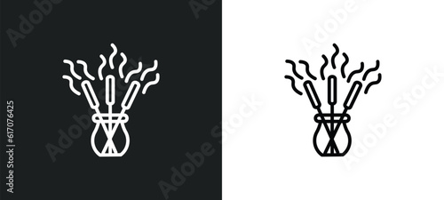 incense line icon in white and black colors. incense flat vector icon from incense collection for web, mobile apps and ui.