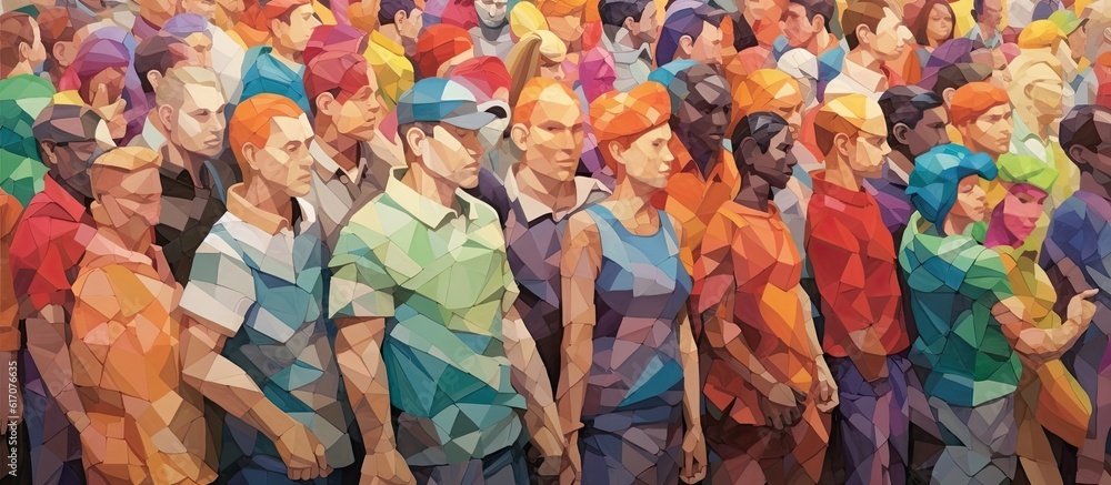 many colorful people standing all by themselves generative AI - obrazy, fototapety, plakaty 