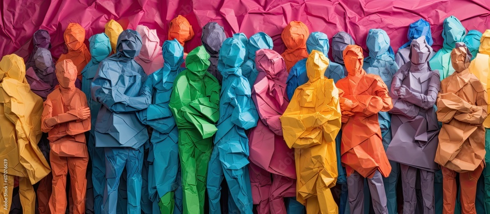 a colorful group of paper people Generative AI