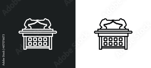 ark of the convenant line icon in white and black colors. ark of the convenant flat vector icon from ark of the convenant collection for web, mobile apps and ui.
