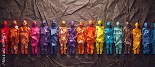 a group of colorful paper people standing in a row Generative AI