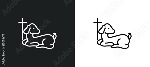 lamb of god line icon in white and black colors. lamb of god flat vector icon from lamb of god collection for web, mobile apps and ui.