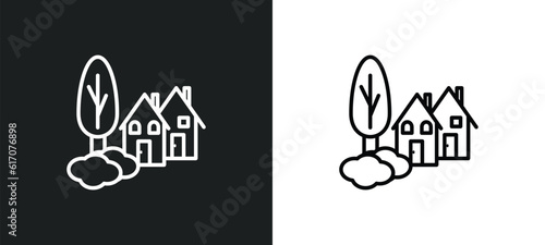 neighborhood line icon in white and black colors. neighborhood flat vector icon from neighborhood collection for web, mobile apps and ui.