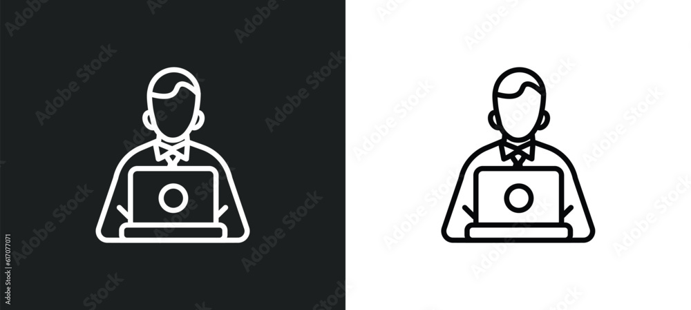 programmer line icon in white and black colors. programmer flat vector icon from programmer collection for web, mobile apps and ui. programmer line icon in white and black colors. programmer flat vector icon from programmer collection for web, mobile apps and ui.