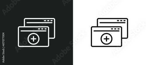duplicate line icon in white and black colors. duplicate flat vector icon from duplicate collection for web, mobile apps and ui.