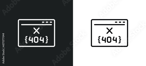 404 error line icon in white and black colors. 404 error flat vector icon from 404 error collection for web, mobile apps and ui.