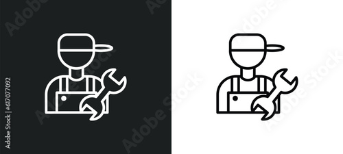 plumber line icon in white and black colors. plumber flat vector icon from plumber collection for web, mobile apps and ui.