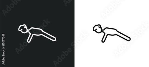push ups line icon in white and black colors. push ups flat vector icon from push ups collection for web, mobile apps and ui.