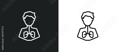 pulmonary line icon in white and black colors. pulmonary flat vector icon from pulmonary collection for web, mobile apps and ui.