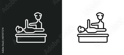 chiropractic line icon in white and black colors. chiropractic flat vector icon from chiropractic collection for web, mobile apps and ui.