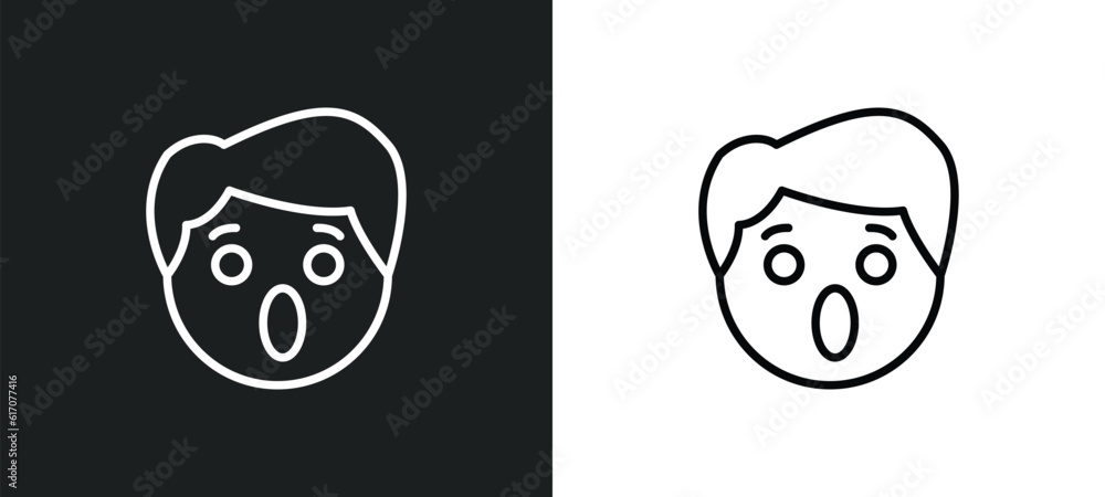 surprised smile line icon in white and black colors. surprised smile flat vector icon from surprised smile collection for web, mobile apps and ui. surprised smile line icon in white and black colors. surprised smile flat vector icon from surprised smile collection for web, mobile apps and ui.