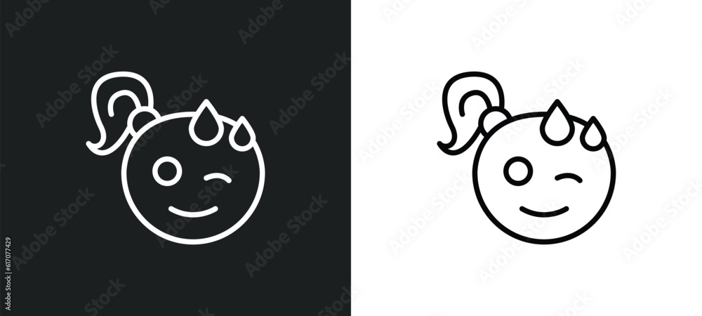 relieved smile line icon in white and black colors. relieved smile flat vector icon from relieved smile collection for web, mobile apps and ui. relieved smile line icon in white and black colors. relieved smile flat vector icon from relieved smile collection for web, mobile apps and ui.