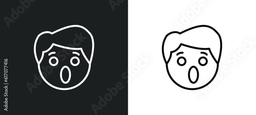 surprised smile line icon in white and black colors. surprised smile flat vector icon from surprised smile collection for web, mobile apps and ui.