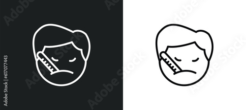 sick smile line icon in white and black colors. sick smile flat vector icon from sick smile collection for web, mobile apps and ui.
