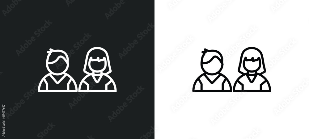 Fototapeta premium students line icon in white and black colors. students flat vector icon from students collection for web, mobile apps and ui.