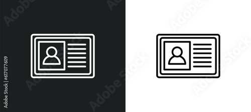 identification pass line icon in white and black colors. identification pass flat vector icon from identification pass collection for web, mobile apps and ui.