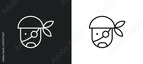 pirate head line icon in white and black colors. pirate head flat vector icon from pirate head collection for web, mobile apps and ui.