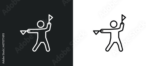 flag semaphore language line icon in white and black colors. flag semaphore language flat vector icon from flag semaphore language collection for web, mobile apps and ui. photo