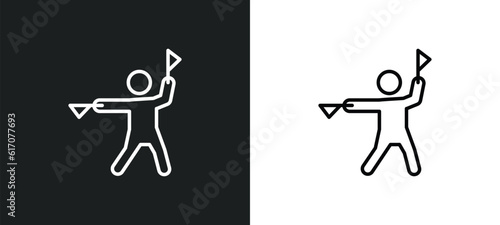 flag semaphore language line icon in white and black colors. flag semaphore language flat vector icon from flag semaphore language collection for web, mobile apps and ui.
