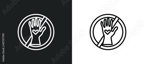 no racism line icon in white and black colors. no racism flat vector icon from no racism collection for web, mobile apps and ui.